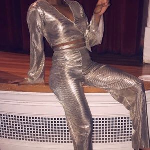 Two Piece Metallic Outfit